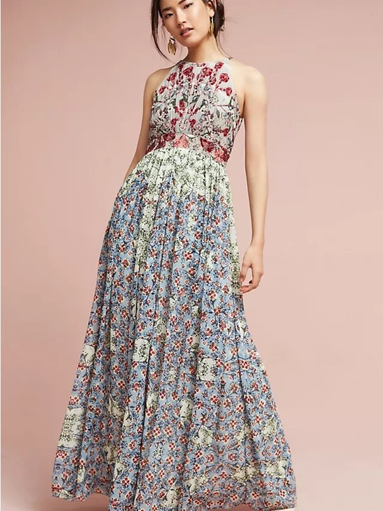 Anthropologie Dresses & Skirts - Anthropologie Adelise Beaded Halter Midi Dress